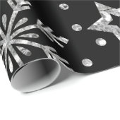 シルバーグリッタースターズ&スノーフレーク ラッピングペーパー (ロールコーナー)