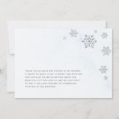 シルバーグリッタースノーフレークスウィンターブライダルシャワー サンキューカード (裏面)