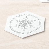 シルバーグリッタースノーフレークメリークリスマス ペーパーコースター (アングル)