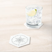 シルバーグリッタースノーフレークメリークリスマス ペーパーコースター (インサイチュ)