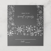 シルバーグリッタースノーフレーク冬の結婚式 プレイスカード (外部開封)