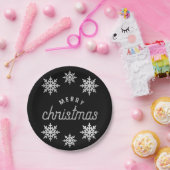 シルバーグリッタースノーフレーク ペーパープレート (パーティー)