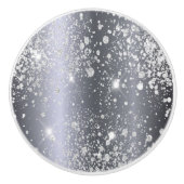 シルバーグリッタースパークエレガントル釉薬 セラミックノブ (正面)