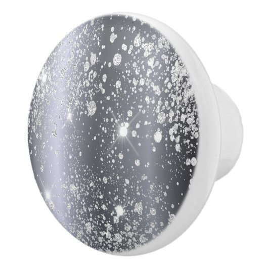 シルバーグリッタースパークエレガントル釉薬 セラミックノブ (右)