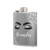 シルバーグリッタースパークルまつげモノグラム名 フラスク (左)