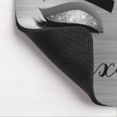 シルバーグリッタースパークルまつげモノグラム名 マウスパッド (コーナー)