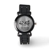 シルバーグリッタースパークルまつげモノグラム名 腕時計 (正面)