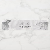 シルバーグリッタースパークルガウンスウィート16誕生日 ペットボトルラベル (シングルラベル)