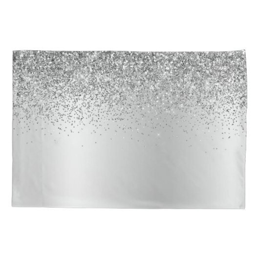 シルバーグリッタースパークルグラムメタルモノグラム名 枕カバー (裏面)