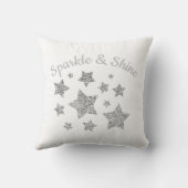 シルバーグリッタースパークルスターズシャイン引用文ダークグレー クッション (裏面)