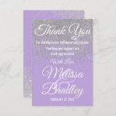 シルバーグリッタースパークルズラベンダーサンキュー サンキューカード (正面/裏面)