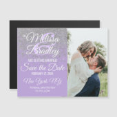 シルバーグリッタースパークルズラベンダーセーブザデート (正面/裏面)