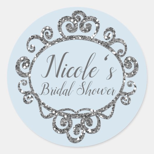 シルバーグリッタースパークルバースデーパーティーのお願い ラウンドシール (正面)