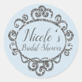 シルバーグリッタースパークルバースデーパーティーのお願い ラウンドシール