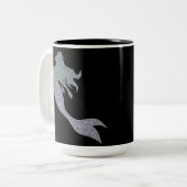 シルバーグリッタースパークルマーメイドブラックコーヒーマグ ツートーンマグカップ (正面左)