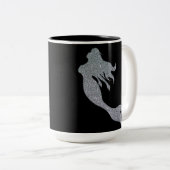 シルバーグリッタースパークルマーメイドブラックコーヒーマグ ツートーンマグカップ (正面右)