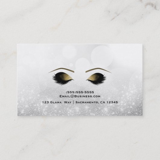 シルバーグリッタースパークルメイクアップまつげ美しいスパ 名刺 (裏面)