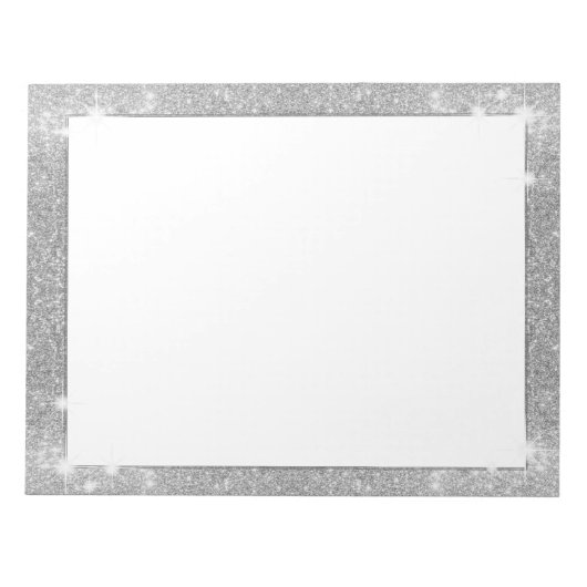 シルバーグリッタースパークルメタルルック ノートパッド (正面)