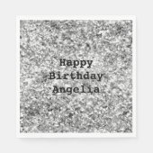 シルバーグリッタースパークル スタンダードランチョンナプキン (正面)