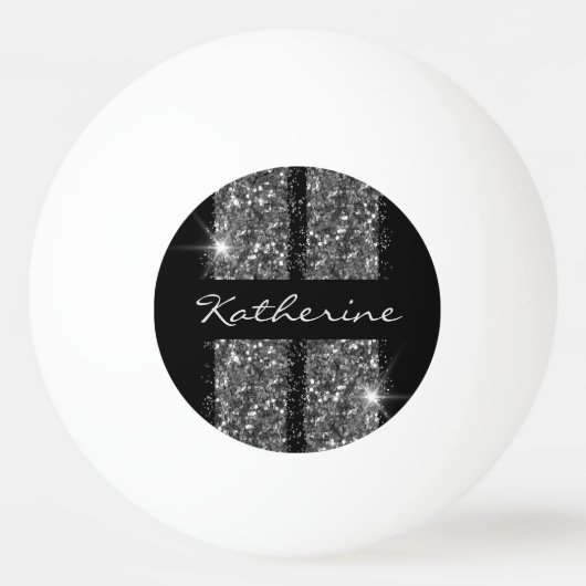 シルバーグリッタースポーツレーシングストライプズ 卓球ボール (正面)