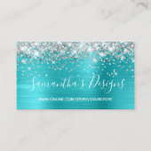 シルバーグリッターターコイズブルーフォイルオンラインストア 名刺 (正面)