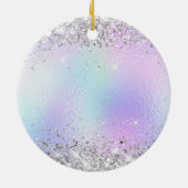 シルバーグリッターターコイズブルーフォイルスウィート16 セラミックオーナメント (裏面)