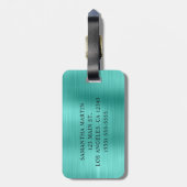 シルバーグリッターターコイズホイルおしゃれなモノグラム ラゲッジタグ (裏面縦)