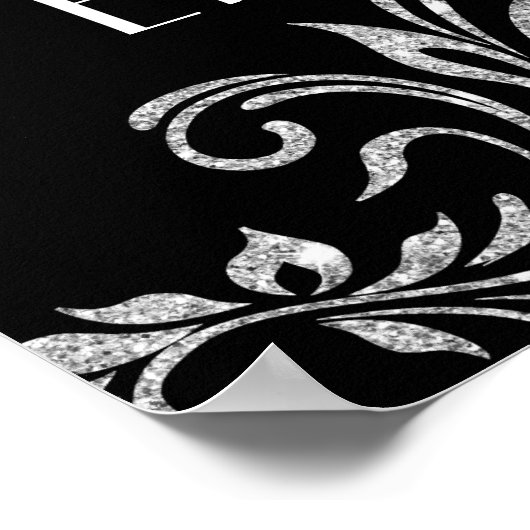 シルバーグリッターダイヤモンドは私たちの結婚製品へようこそ ポスター (角)