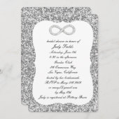 シルバーグリッターダイヤモンドインフィニティブライダルシャワー 招待状 (正面/裏面)