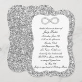 シルバーグリッターダイヤモンドインフィニティブライダルシャワー 招待状 (正面/裏面)