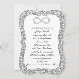 シルバーグリッターダイヤモンドインフィニティブライダルシャワー 招待状