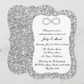 シルバーグリッターダイヤモンドインフィニティリハーサルディナー 招待状 (正面/裏面)