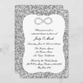 シルバーグリッターダイヤモンドインフィニティリハーサルディナー 招待状 (正面/裏面)