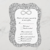 シルバーグリッターダイヤモンドインフィニティレスポンスカード 招待状 (正面/裏面)