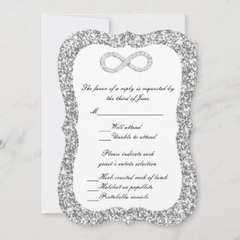 シルバーグリッターダイヤモンドインフィニティレスポンスカード 招待状