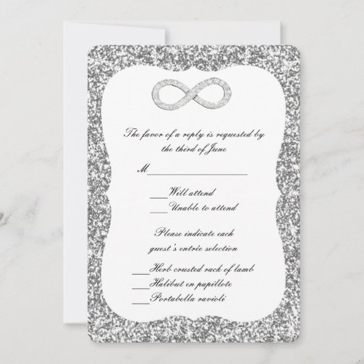 シルバーグリッターダイヤモンドインフィニティレスポンスカード 招待状 (正面)
