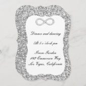 シルバーグリッターダイヤモンドインフィニティ披露宴カード 招待状 (正面/裏面)