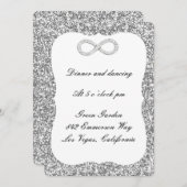 シルバーグリッターダイヤモンドインフィニティ披露宴カード 招待状 (正面/裏面)