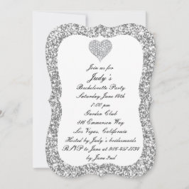 シルバーグリッターダイヤモンドハートバチェロレッテ 招待状
