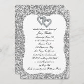 シルバーグリッターダイヤモンドハートブライダルシャワー招待状 招待状 (正面/裏面)