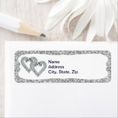 シルバーグリッターダイヤモンドハート住所 シール (インサイチュ)