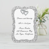 シルバーグリッターダイヤモンドハート披露宴カード 招待状 (スタンド正面)