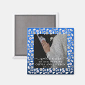 シルバーグリッターダイヤモンドハート結婚ズ マグネット (正面/裏面)