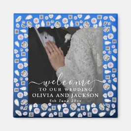 シルバーグリッターダイヤモンドハート結婚ズ マグネット