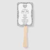 シルバーグリッターダイヤモンドハート結婚式 プログラムファン ハンドファン (正面)