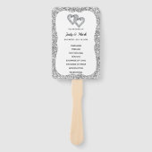 シルバーグリッターダイヤモンドハート結婚式 プログラムファン ハンドファン (正面)