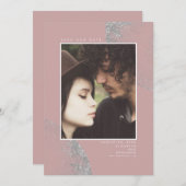 シルバーグリッターダスティピンクが日付の写真を救う セーブザデート (正面/裏面)