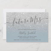 シルバーグリッターダスティブルーミセス・ブライダルシャワー 招待状 (正面)