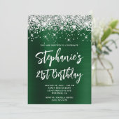 シルバーグリッターダークグリーンはっきりしたフォイル21歳 招待状 (スタンド正面)