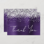 シルバーグリッターダークバイオレットパープル21歳 サンキューカード (正面/裏面)
